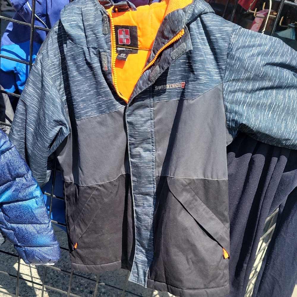 Swiss Tech Gray and Black Jacket with Orange Interior
